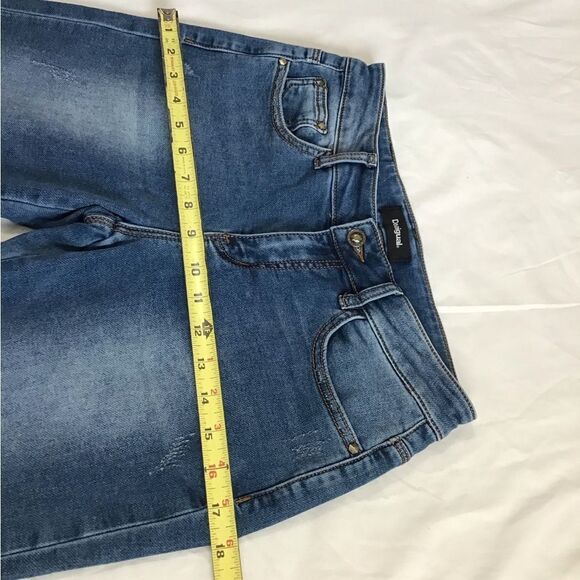 Desigual Straight Leg Distressed Jeans Denim Blue Size 28 - Picture 15 of 15